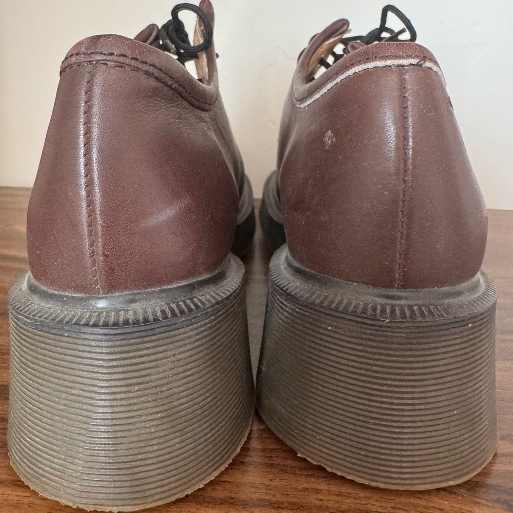 Vintage Dr. Martens UK sz4 Chunky Brown Lace Up Platform Loafer Made In England - Picture 5 of 14